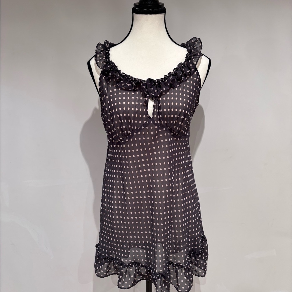 La Vie En Rose Black Polka Dot Chemise Dress